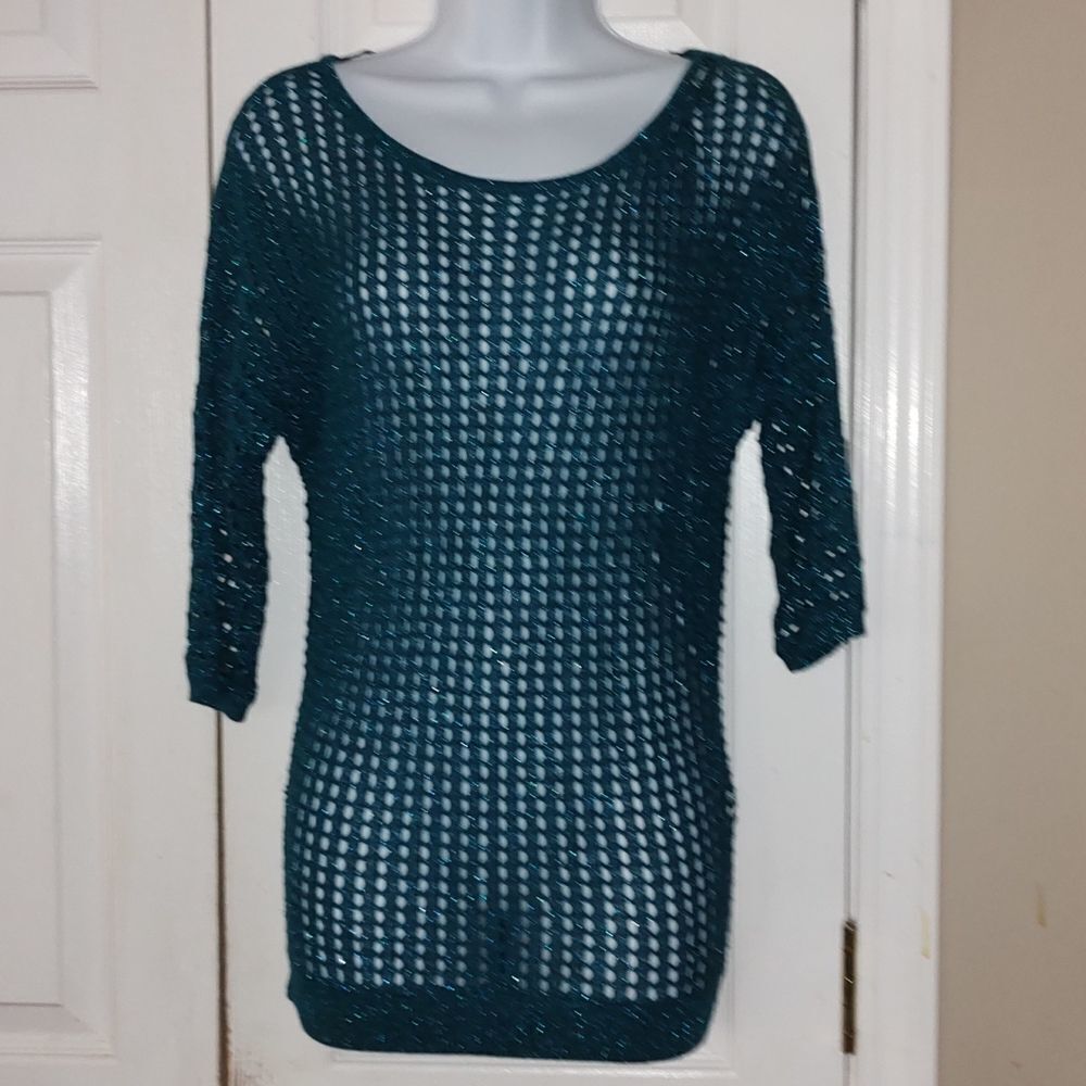 Express metallic  tuquoise sweater  Sz XS